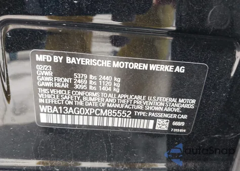 2023 BMW 530E z USA, uszkodzony, nr VIN WBA13AG0XPCM85552